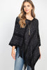 WAVE PATTERN STRIPE PONCHO