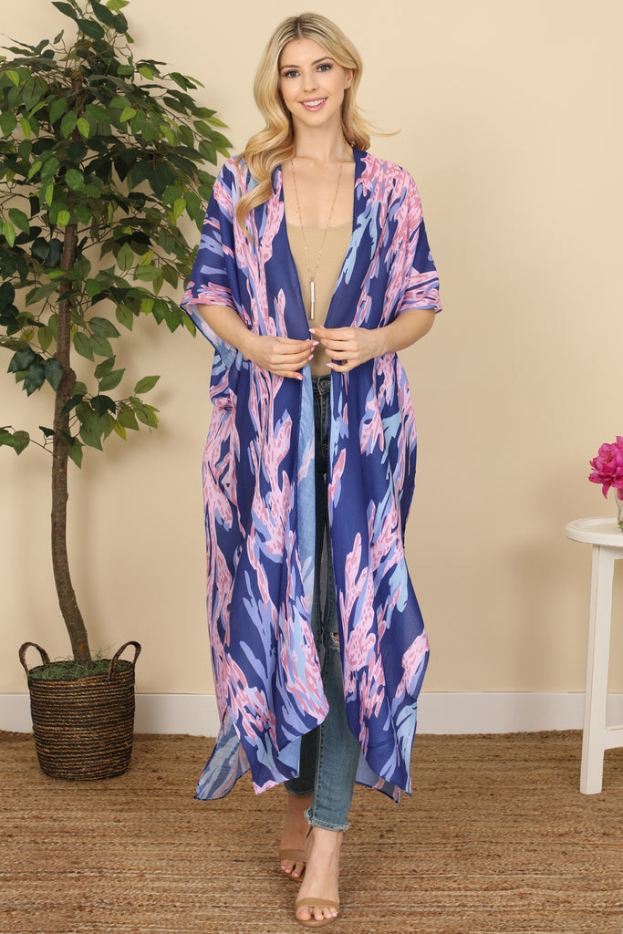 LEAF CRAWLER PRINT SUMMER LONG KIMONO