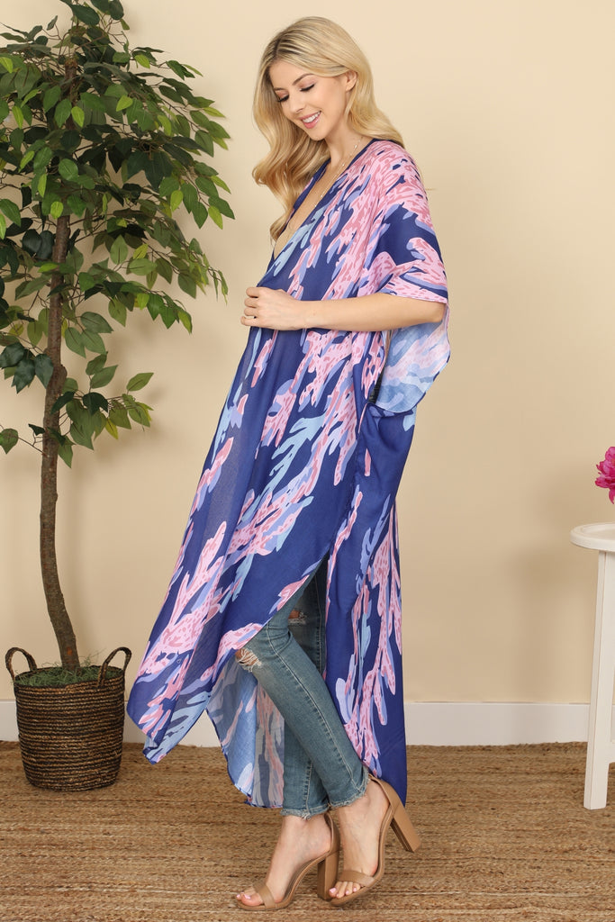 LEAF CRAWLER PRINT SUMMER LONG KIMONO