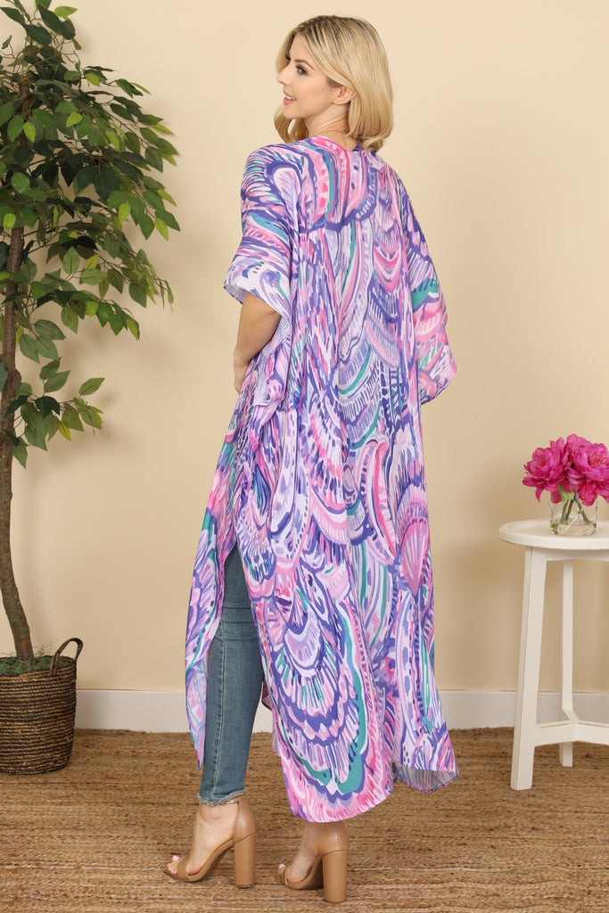 ABSTRACT PRINT SUMMER LONG KIMONO