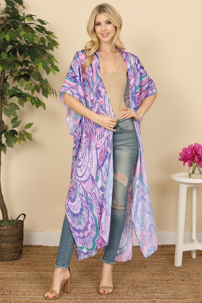 ABSTRACT PRINT SUMMER LONG KIMONO