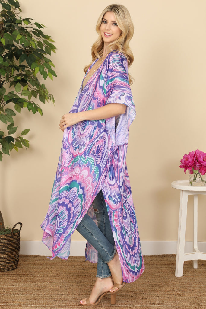 ABSTRACT PRINT SUMMER LONG KIMONO