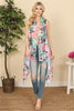 FLOWER PRINT OPEN FRONT KIMONO VEST