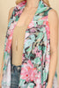 FLOWER PRINT OPEN FRONT KIMONO VEST