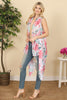 FLOWER PRINT OPEN FRONT KIMONO VEST