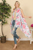 FLOWER PRINT OPEN FRONT KIMONO VEST