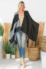 STRIPES PRINT FRINGE OPEN FRONT KIMONO