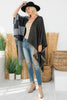 STRIPES PRINT FRINGE OPEN FRONT KIMONO