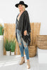 STRIPES PRINT FRINGE OPEN FRONT KIMONO