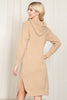 HOODED LONG SLEEVE TUNIC DRESS WITH SLIT