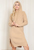 HOODED LONG SLEEVE TUNIC DRESS WITH SLIT