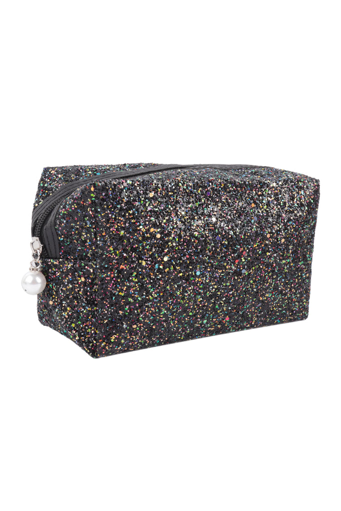 GLITTER PEARL ZIPPER COSMETIC BAG