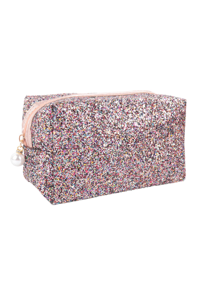 GLITTER PEARL ZIPPER COSMETIC BAG