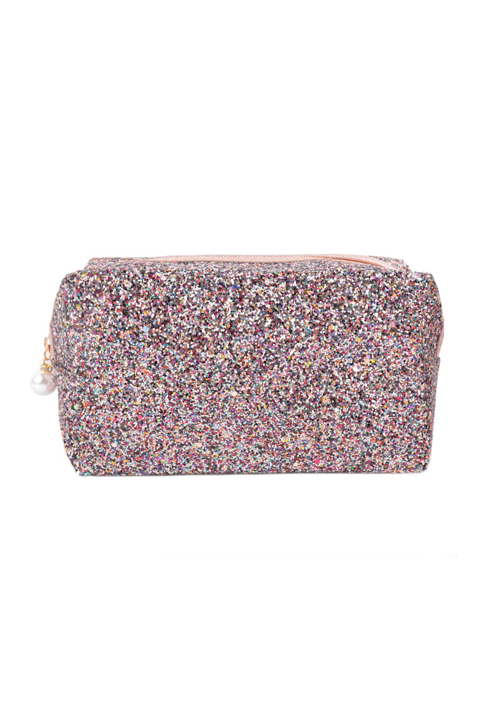 GLITTER PEARL ZIPPER COSMETIC BAG