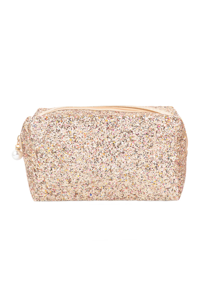 GLITTER PEARL ZIPPER COSMETIC BAG