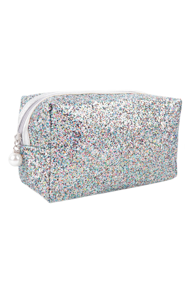 GLITTER PEARL ZIPPER COSMETIC BAG