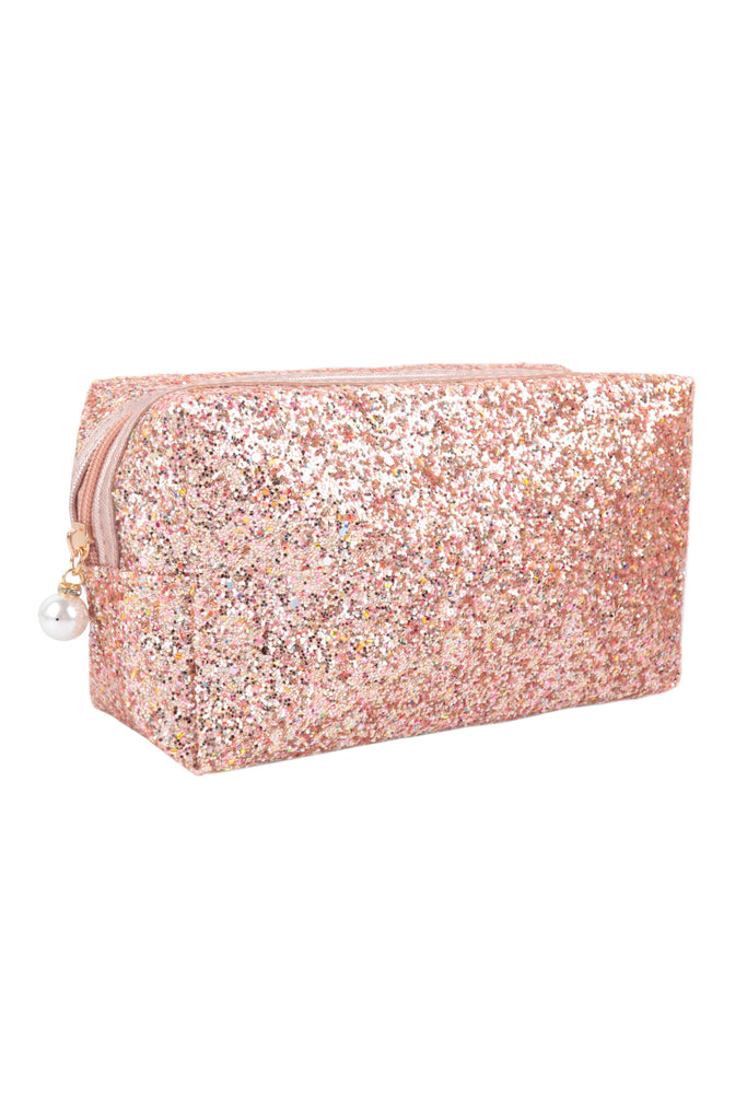 GLITTER PEARL ZIPPER COSMETIC BAG