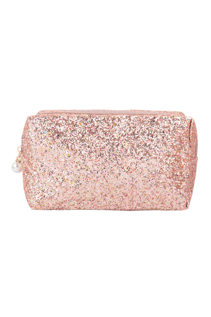 GLITTER PEARL ZIPPER COSMETIC BAG