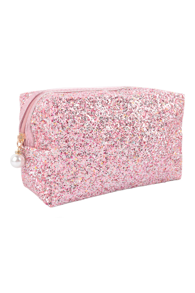 GLITTER PEARL ZIPPER COSMETIC BAG