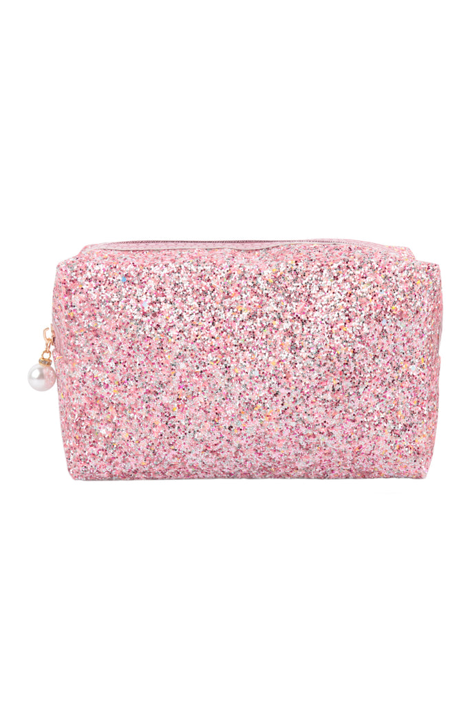 GLITTER PEARL ZIPPER COSMETIC BAG