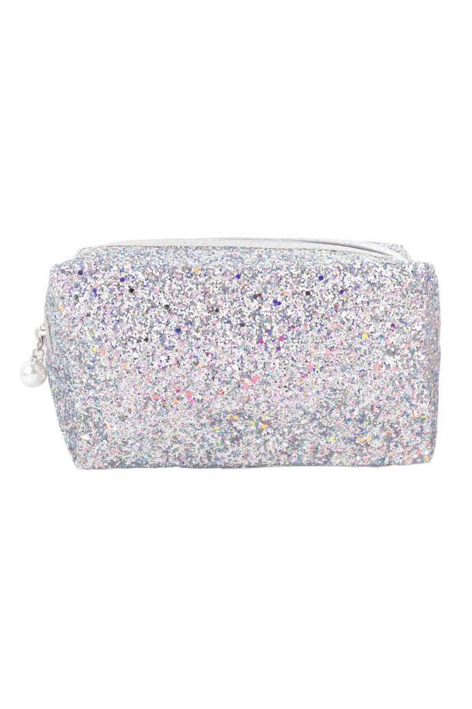 GLITTER PEARL ZIPPER COSMETIC BAG