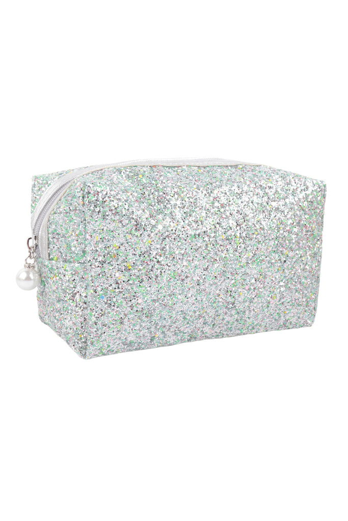 GLITTER PEARL ZIPPER COSMETIC BAG