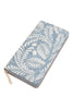 TROPICAL LEAF PRINT LEATHER ZIPPER WALLET