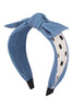 DENIM POLKA DOT PRINT KNOTTED RIBBON HEADBAND HAIR ACCESSORIES