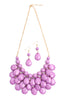 HDN1212 - TEARDROP BUBBLE BIB NECKLACE AND EARRING SET