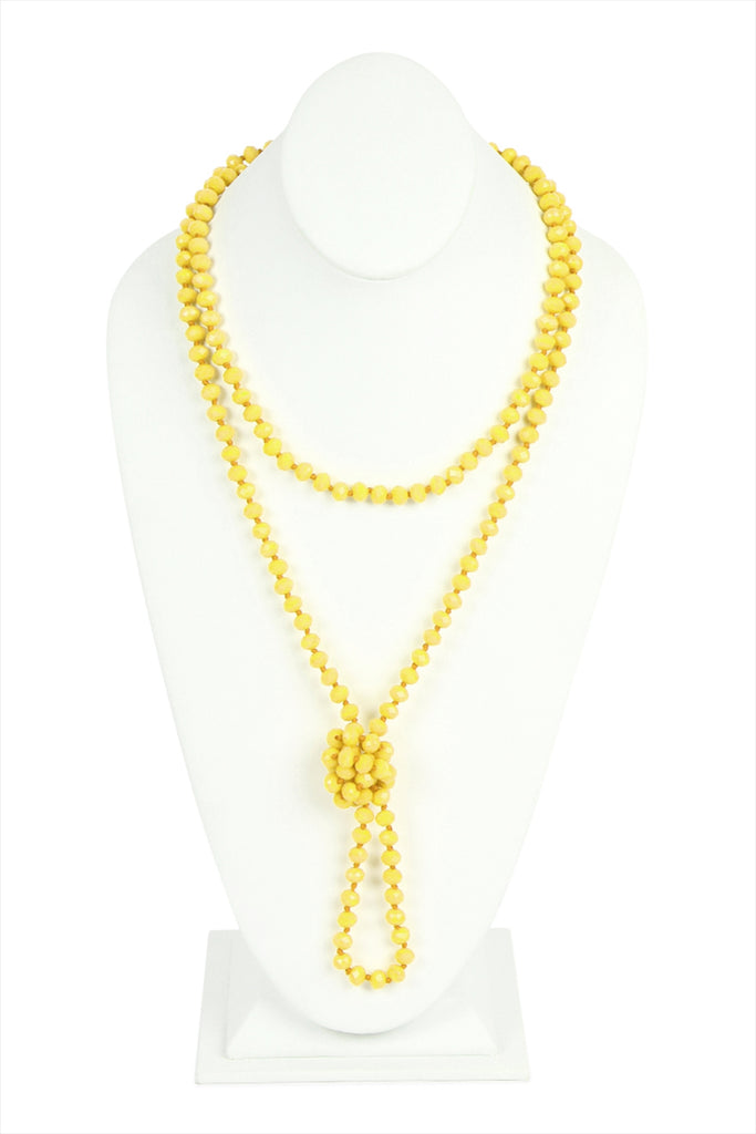 60" LONG KNOTTED GLASS BEADS NECKLACE