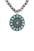 WESTERN CONCHO NATURAL STONE ROUND PENDANT NECKLACE