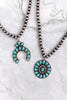 WESTERN CONCHO NATURAL STONE ROUND PENDANT NECKLACE