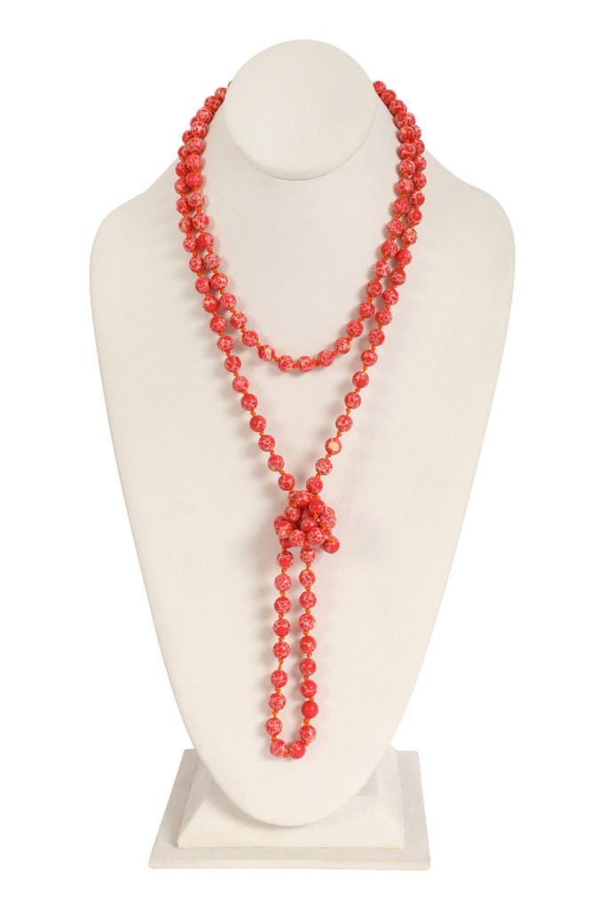 NATURAL STONE LONG LINE KNOTTED NECKLACE