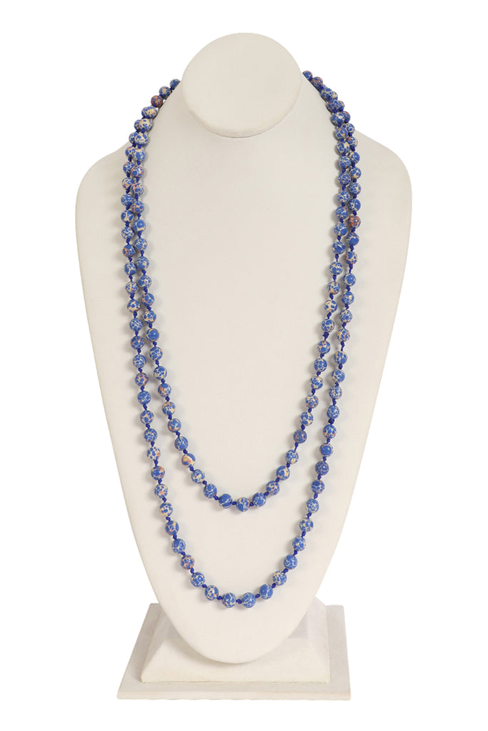 NATURAL STONE LONG LINE KNOTTED NECKLACE