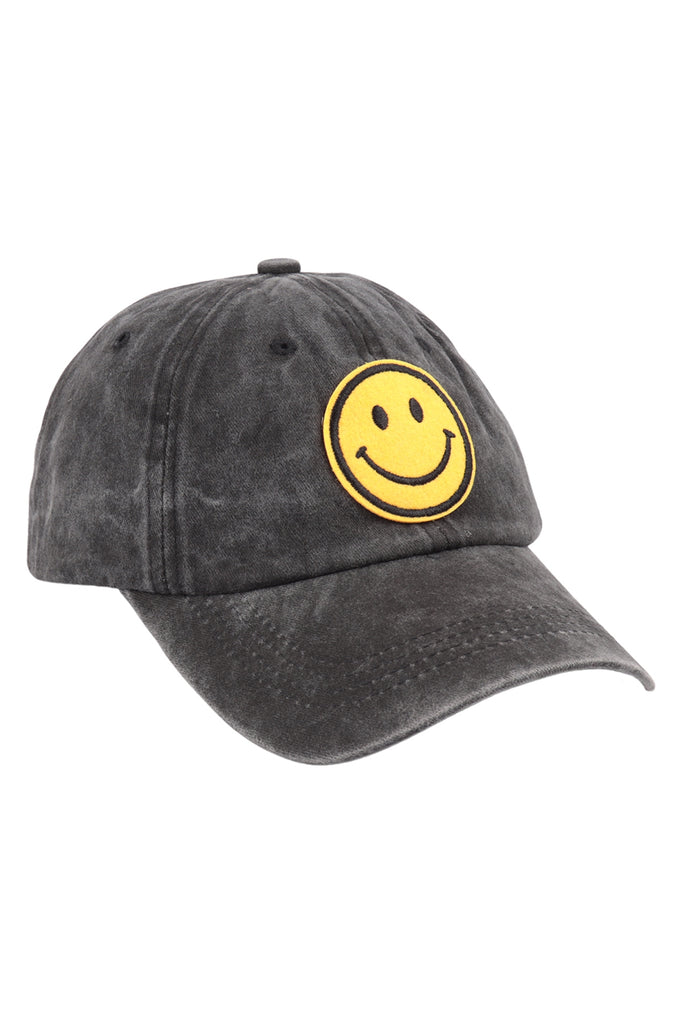 SMILEY LOGO ACID WASHED TEXTURED FASHION FASHION CAP