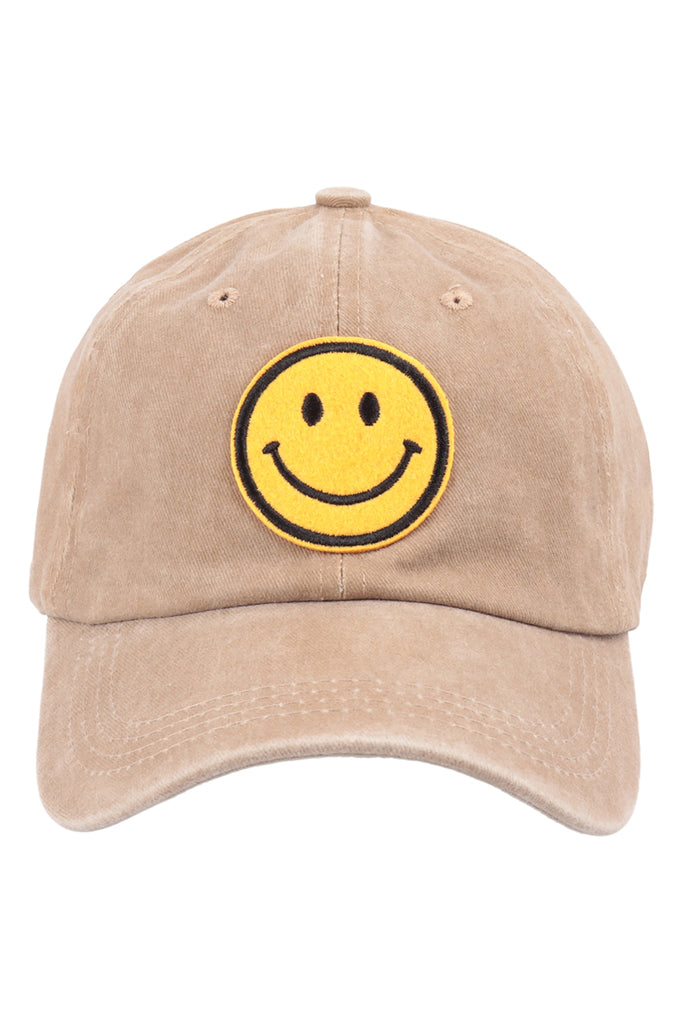 SMILEY LOGO ACID WASHED TEXTURED FASHION FASHION CAP