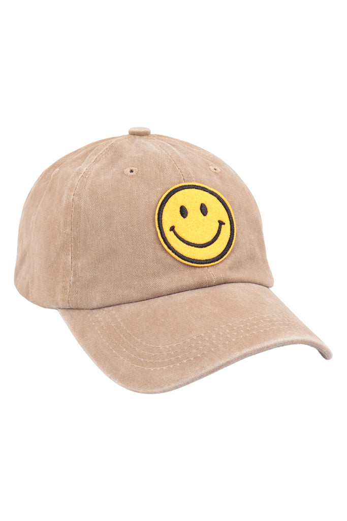 SMILEY LOGO ACID WASHED TEXTURED FASHION FASHION CAP