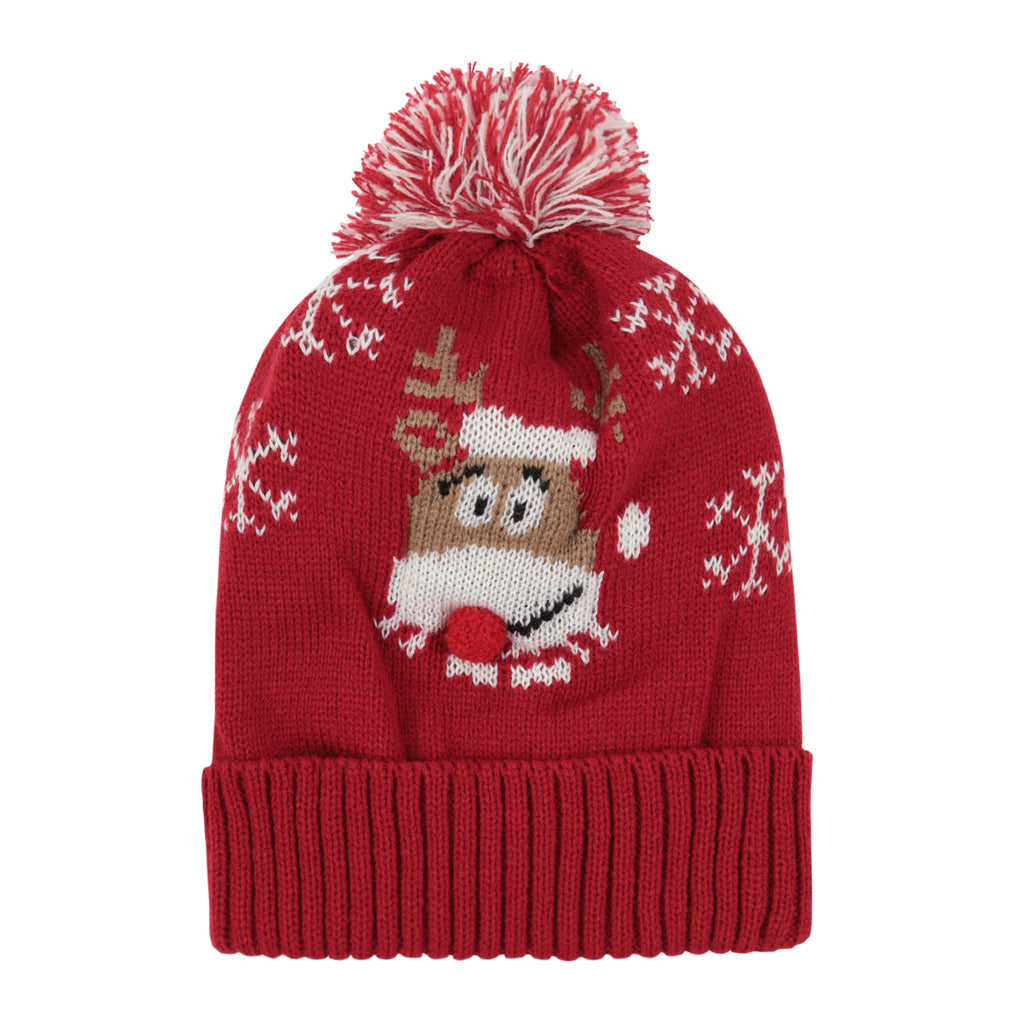 CHRISTMAS HOLIDAY ASSORTED DESIGNS POMPOM BEANIE