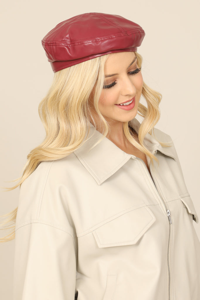 CLASSIC PU LEATHER BERET HAT