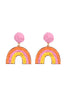 RAFFIA RAINBOW DANGLE POST EARRINGS