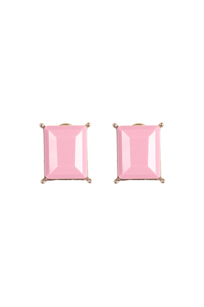 RECTANGLE RESIN STONE STUD EARRINGS