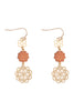 MORROCAN FLOWER WOOD METAL DROP LINK EARRINGS