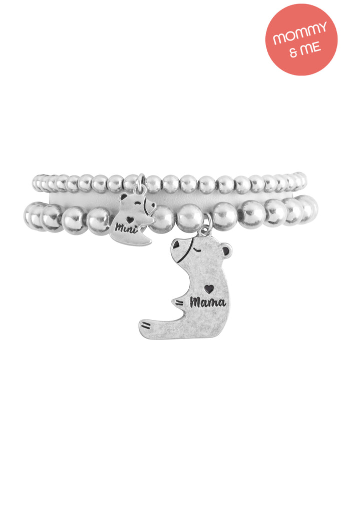 MAMA BEAR & BABY BEAR CHARM STRETCH CCB BRACELET