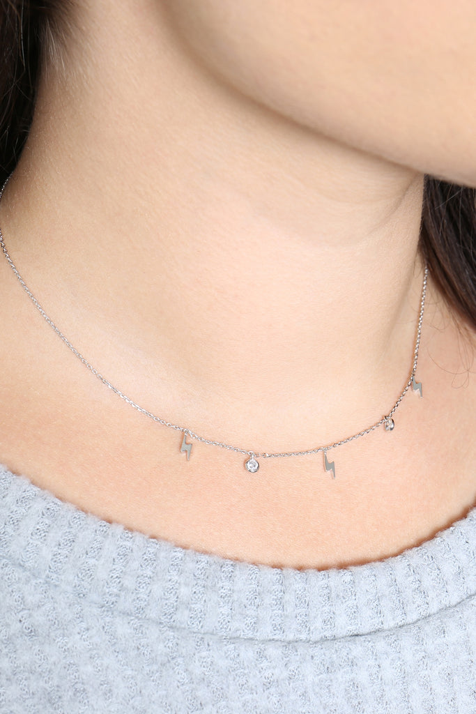 LNB201 - LIGHTNING ZIRCONIA DAINTY CHAIN NECKLACE