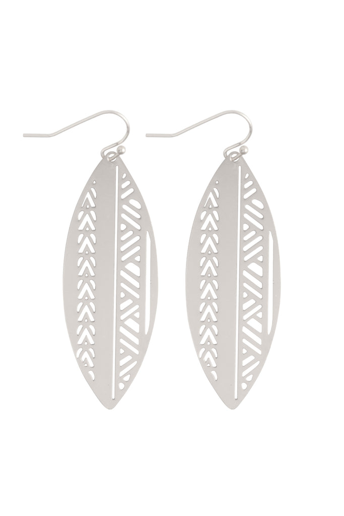 BOAT SHAPED AZTEC FILIGREE BRASS EARRINGS