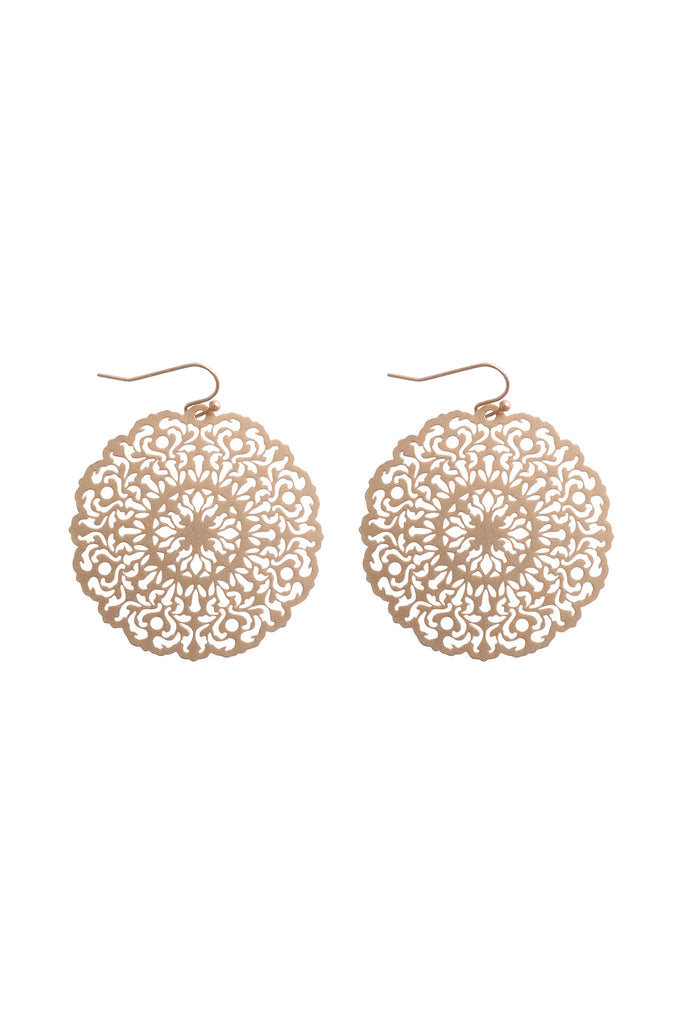 ROUND FILIGREE HOOK EARRINGS