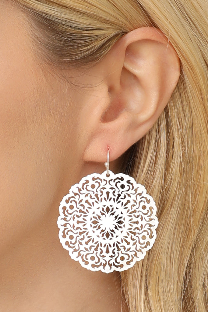 ROUND FILIGREE HOOK EARRINGS