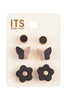 WOOD SPRING 3SET BUTTERFLY FLOWER STUD EARRINGS