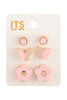 WOOD SPRING 3SET BUTTERFLY FLOWER STUD EARRINGS