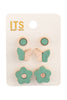 WOOD SPRING 3SET BUTTERFLY FLOWER STUD EARRINGS